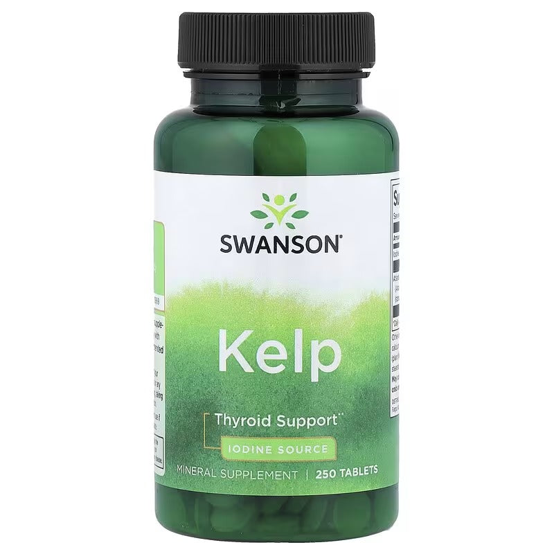 Kelp thyroid support mineral supplement bottle, 250 tablets.