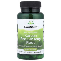 Swanson ginseng root supplement bottle with black cap, Korean Red Ginseng label
