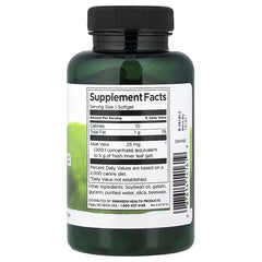 Swanson Aloe Vera 25 mg softgels bottle back Supplement Facts and ingredients