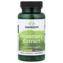 Swanson Rosemary Extract herbal supplement bottle, green glass, black cap, front label