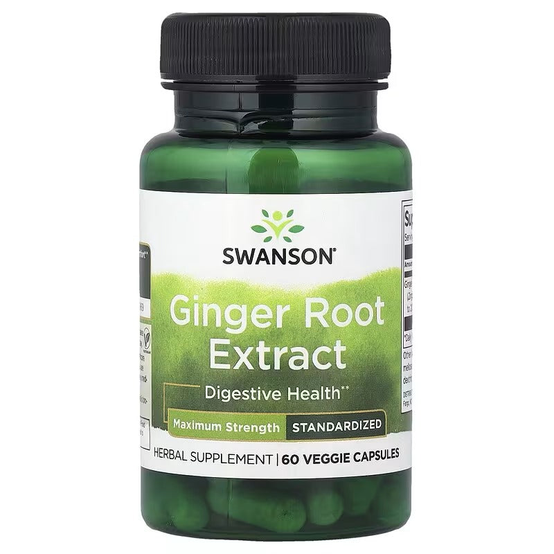 Swanson Vitamins, Ginger Root Extract, Standardised, 60 Veggie Capsules (200 mg per Capsule)