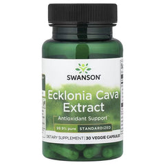 Swanson Ecklonia Cava Extract supplement bottle, green bottle with dark cap, 30 veggie capsules