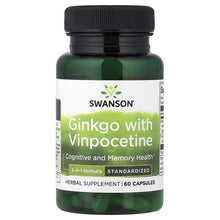 Swanson ginkgo herbal supplement bottle with black cap, green label, 60 capsules