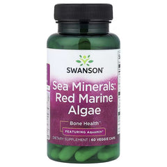 Swanson Sea Minerals red marine algae supplement bottle with dark cap and green capsules