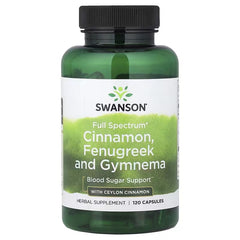 Swanson Full Spectrum supplement bottle with Cinnamon, Fenugreek, and Gymnema