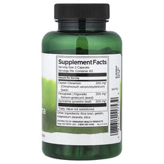 Swanson supplement facts label on back of Cinnamon, Fenugreek, Gymnema bottle