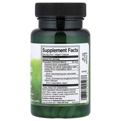 Swanson Anti-Gas Enzyme Supplement Facts label on vegan capsule bottle