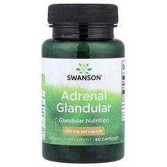 Swanson Adrenal Glandular dietary supplement bottle, 350 mg, 60 capsules