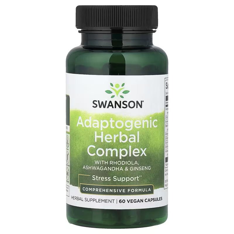 Swanson Vitamins, Adaptogenic Herbal Complex with Rhodiola, Ashwagandha & Ginseng, 60 Vegan Capsules