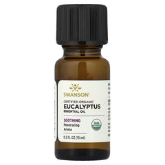 Swanson Vitamins, Certified Organic Eucalyptus Essential Oil, 0.5 fl oz (15 ml)