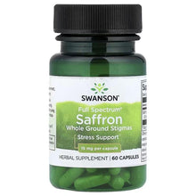 Swanson Full Spectrum saffron supplement bottle, 60 capsules