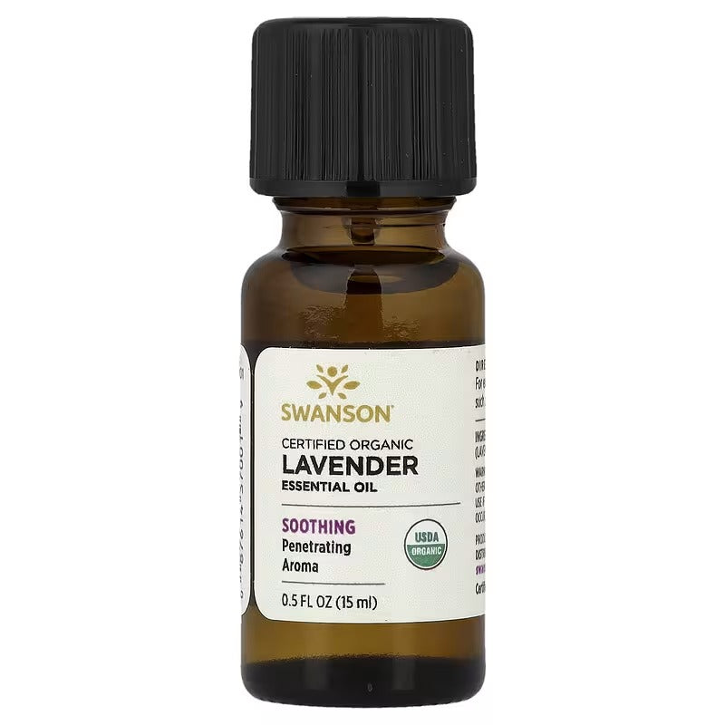 Swanson Vitamins, Certified Organic Essential Oil, Lavender, 0.5 fl oz (15 ml)
