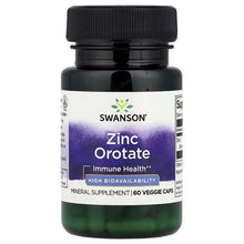 Swanson Zinc Orotate mineral supplement bottle, 60 veggie caps, black cap