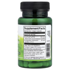 Back of vegan probiotic supplement bottle showing Supplement Facts and ingredient list