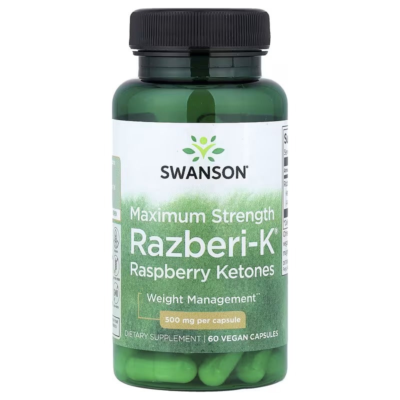 Swanson Vitamins, Razberi-K®, Raspberry Ketones, Maximum Strength, 500 mg, 60 Vegan Capsules