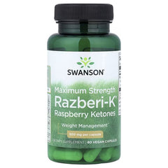 Swanson Vitamins, Razberi-K®, Raspberry Ketones, Maximum Strength, 500 mg, 60 Vegan Capsules