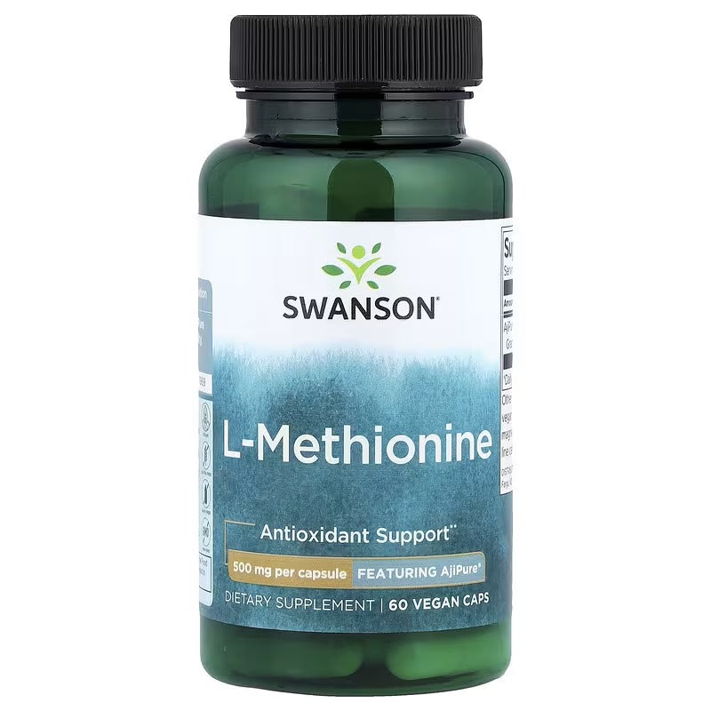 Swanson Vitamins, L-Methionine, Featuring AjiPure®, 500 mg, 60 Vegan Caps