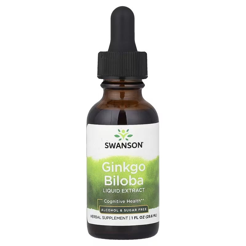 Swanson Vitamins, Ginkgo Biloba Liquid Extract, Alcohol & Sugar Free, 1 fl oz (29.6 ml)