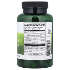 Supplement Facts panel on vegan milk thistle, dandelion & yellow dock bottle