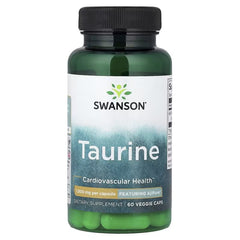 Taurine supplement bottle, SWANSON 1,000 mg, 60 veggie caps