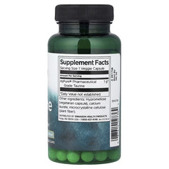 Taurine supplement bottle back with Supplement Facts and ingredient list