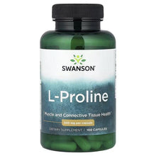 Swanson L-Proline 500 mg dietary supplement bottle with 100 capsules
