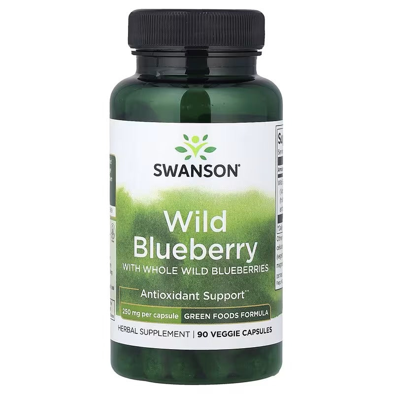 Swanson Vitamins, Wild Blueberry with Whole Wild Blueberries, 250 mg, 90 Veggie Capsules