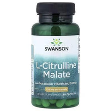 L-citrulline malate dietary supplement bottle with 60 capsules, front label