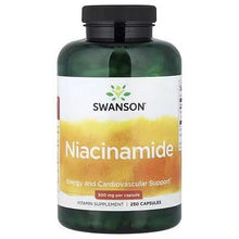 Swanson Niacinamide supplement bottle, 500 mg per capsule, 250 capsules