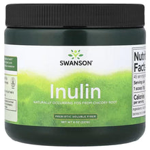Swanson Inulin prebiotic soluble fiber supplement jar, front label, 8 oz