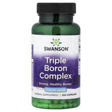 Triple Boron Complex vitamin supplement bottle with black cap, green capsules inside