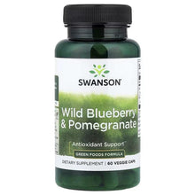 Swanson Wild Blueberry & Pomegranate veggie capsule supplement bottle, front label