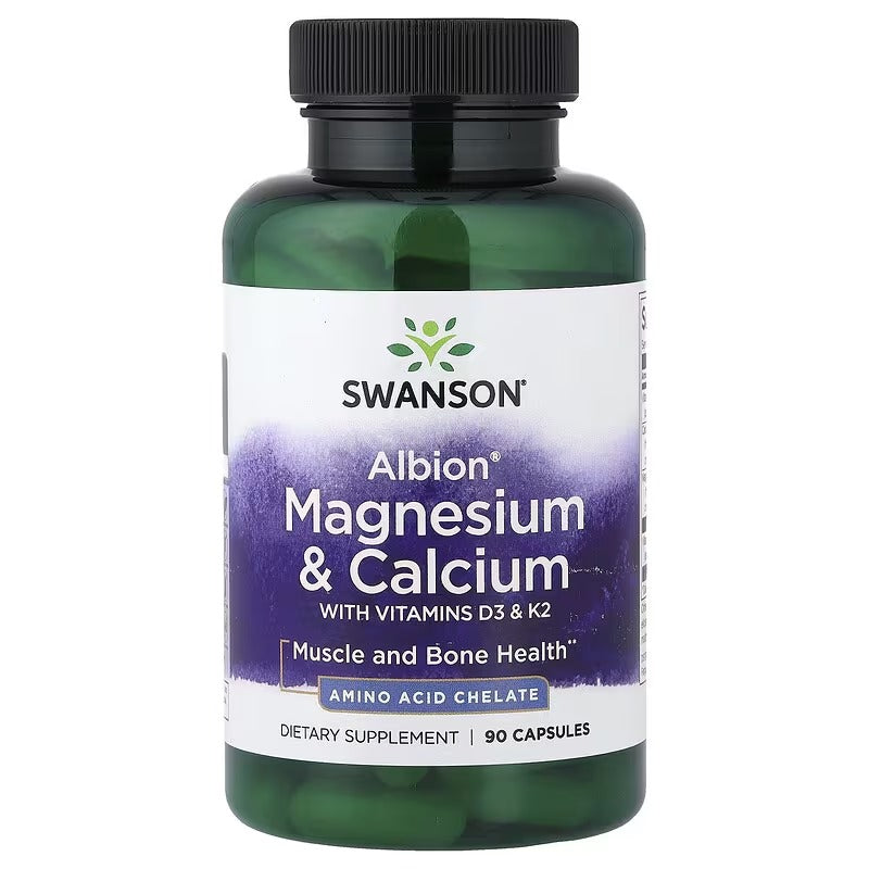 Swanson Vitamins, Albion®, Magnesium & Calcium with Vitamins D3 & K2, 90 Capsules