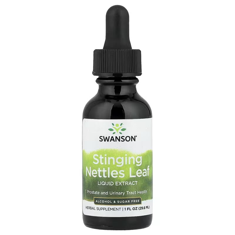Swanson stinging nettles leaf liquid extract bottle, alcohol & sugar free, 1 fl oz