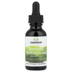 Swanson stinging nettles leaf liquid extract bottle, alcohol & sugar free, 1 fl oz