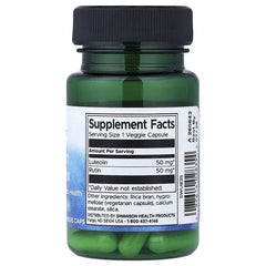 Swanson Luteolin Complex supplement bottle back with Supplement Facts label and barcode