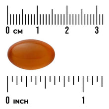 Lecithin softgel capsule, amber-gold oval, size 0–1 inch scale