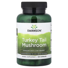 Turkey Tail Mushroom dietary supplement bottle, black cap; 120 capsules, 500 mg each