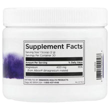 Swanson DiMagnesium Malate powder container with Supplement Facts label, back view