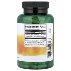 Swanson Vitamins, Vitamin B1 Thiamine, 100 mg, 250 Capsules