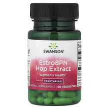 SWANSON Estro8PN Hop Extract bottle with black cap and green veggie capsules (front)