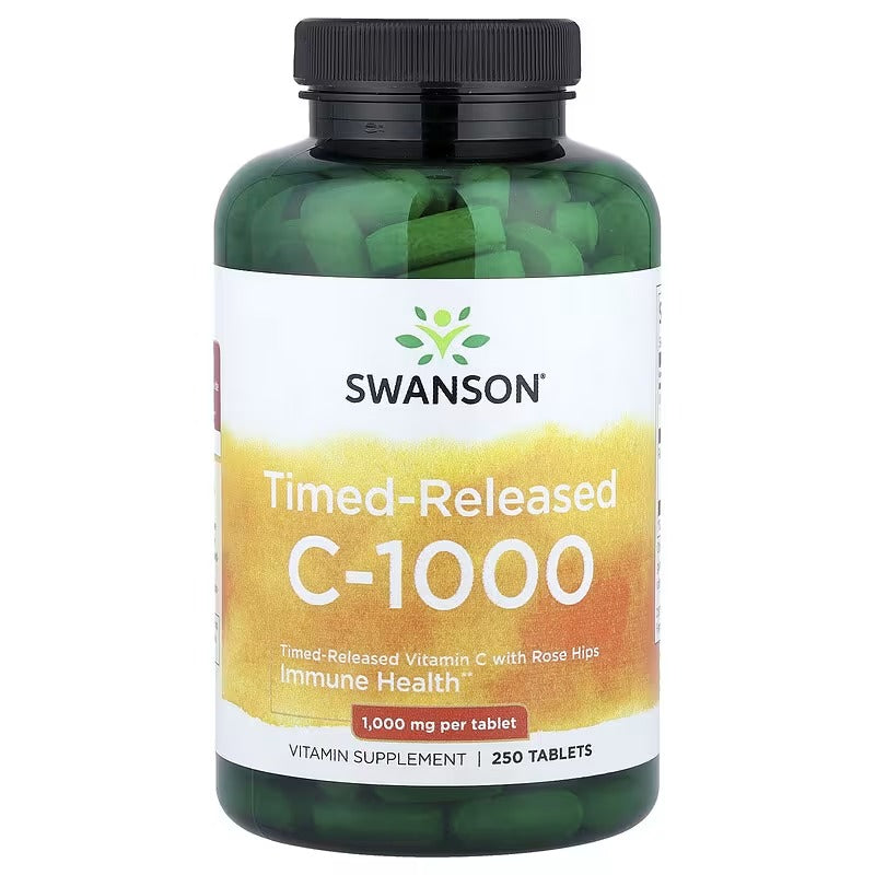 Swanson Vitamins, Vitamin C-1000 with Rose Hips, Timed-Released, 1,000 mg, 250 Tablets