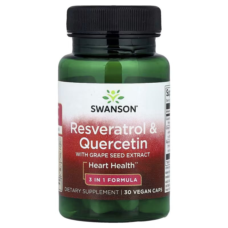 Swanson Vitamins, Resveratrol & Quercetin with Grape Seed Extract, 30 Veg Caps