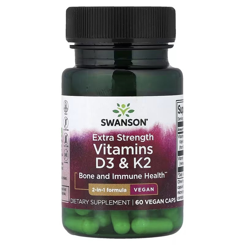 Swanson Vitamins, Vitamins D3 & K2, 60 Veg Caps