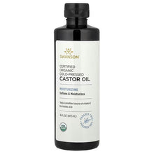 SWANSON organic castor oil bottle with black cap and front label