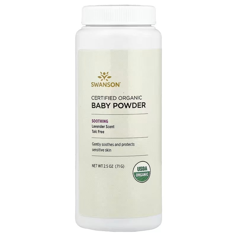 Swanson Vitamins, Certified Organic Baby Powder, Lavender, 2.5 oz (71 g)