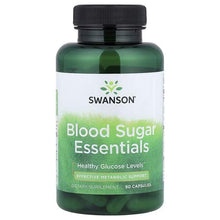 Swanson dietary supplement bottle with Blood Sugar Essentials label, 90 capsules