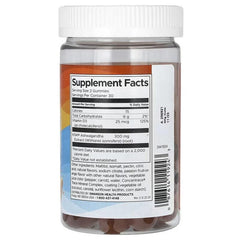 Swanson Ashwagandha & Vitamin D gummy bottle back with Supplement Facts panel