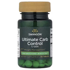 Swanson Ultimate Carb Control supplement bottle with green tablets, front label