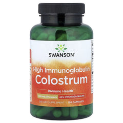 Swanson colostrum supplement bottle, 120 capsules, 500 mg each